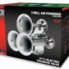 3 Bell Air Powered Train Horn – 130-135 Decibels | Chrome Plated Zinc Alloy