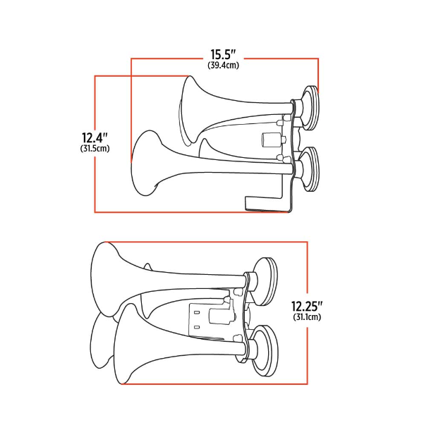 4 Bell Air Powered Train Horn – 140-145 Decibels | Chrome Plated Zinc Alloy - Image 4