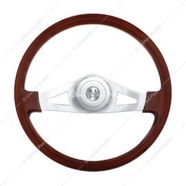 18" Chrome 2 Spoke Steering Wheel With Hub & Horn Button Kit For Peterbilt (1998-2005), Kenworth (2001-2003) - UP