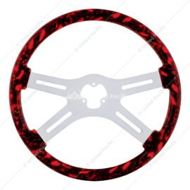 18" Skull Steering Wheel Only With Hydro-Dip Finish Wood - Red-UP