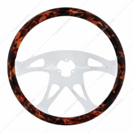 18" Flame Steering Wheel With Hydro-dip Finish Wood - Boss-UP