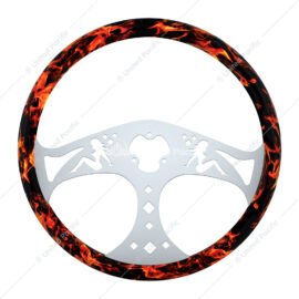 18" Flame Steering Wheel With Hydro-dip Finish Wood - Lady-UP