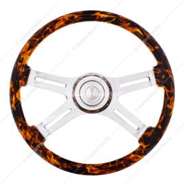 18" Flame Steering Wheel With Matching Flame Bezel-UP