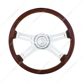 18" 4 Spoke Steering Wheel With Chrome Horn Bezel And Horn Button - UP