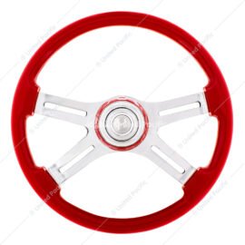 18" 4 Spoke Steering Wheel With Color Matching Horn Bezel - Indigo Red - UP