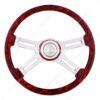 18" 4 Spoke Skull Steering Wheel With Matching Skull Horn Bezel - Red - UP