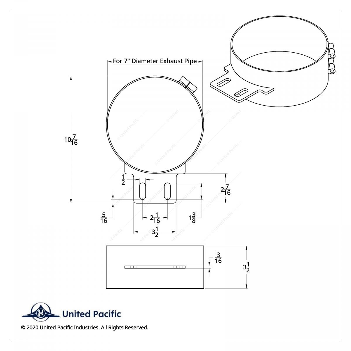 8" Stainless Butt Joint Exhaust Clamp - Straight Bracket - Image 3