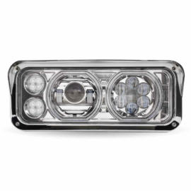 Universal LED Projector Headlight Assembly with Glow Position Halos & Marker LEDs – Chrome (Passenger Side)